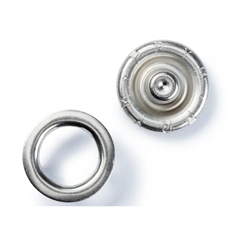 Bouton pression sans couture « Jersey », anneau denté, 10mm, argenté