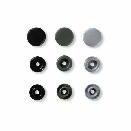 Boutons pression Gris Noir Color Snaps, 12,4mm Prym 393003