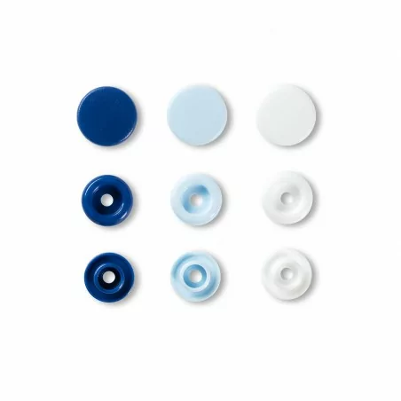 30 Boutons pression Bleu Blanc Marine Color Snaps, 12,4mm Prym 393009